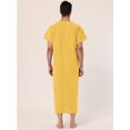 thumbnail image 4 of Camisón de manga corta para hombre, de algodón, con escote en V y abertura lateral, vestido largo Amarillo L, 4 of 5
