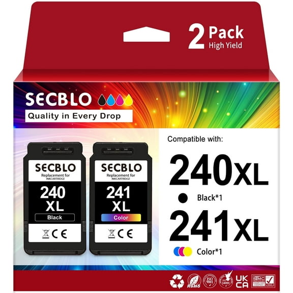 240XL 241XL Ink Cartridge for Canon Ink 240 and 241 for Pixma Printer (2 Pack)