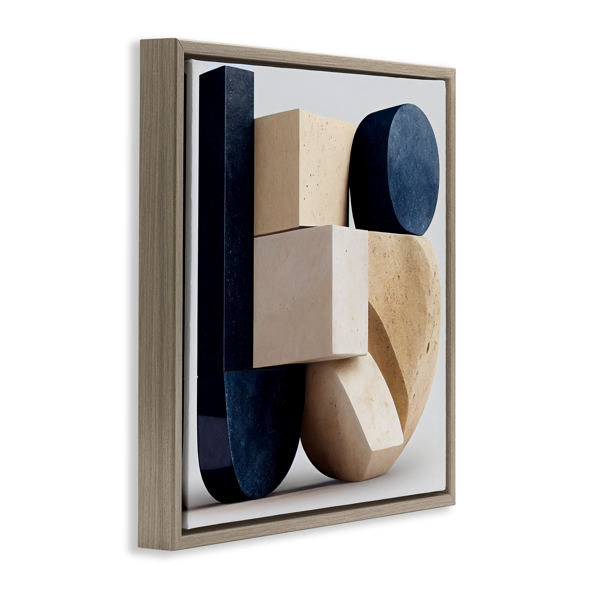 Shapes Of Things Geometric Contour Brown Framed Floater Canvas Wall Art, design by Sasha