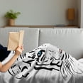 thumbnail image 3 of Tattoo Soft Flannel Fleece Throw Blanket, Head of Magnificent Rare White Albino Tiger with Ocean Blue Eyes Image, Cozy Plush for Indoor and Outdoor Use, 50" x 70", White Black and Blue, by Ambesonne, 3 of 5