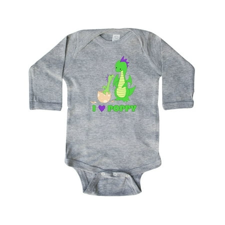 

Inktastic I Love Poppy Gift Baby Boy or Baby Girl Long Sleeve Bodysuit