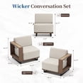 thumbnail image 2 of Bonzy Home Outdoor Wicker Sofa Set, Rattan Patio Conversation Sets - 4 Seater Wicker Sofa with Thick Cushions, for Backyard & Garden, Beige, 2 of 7
