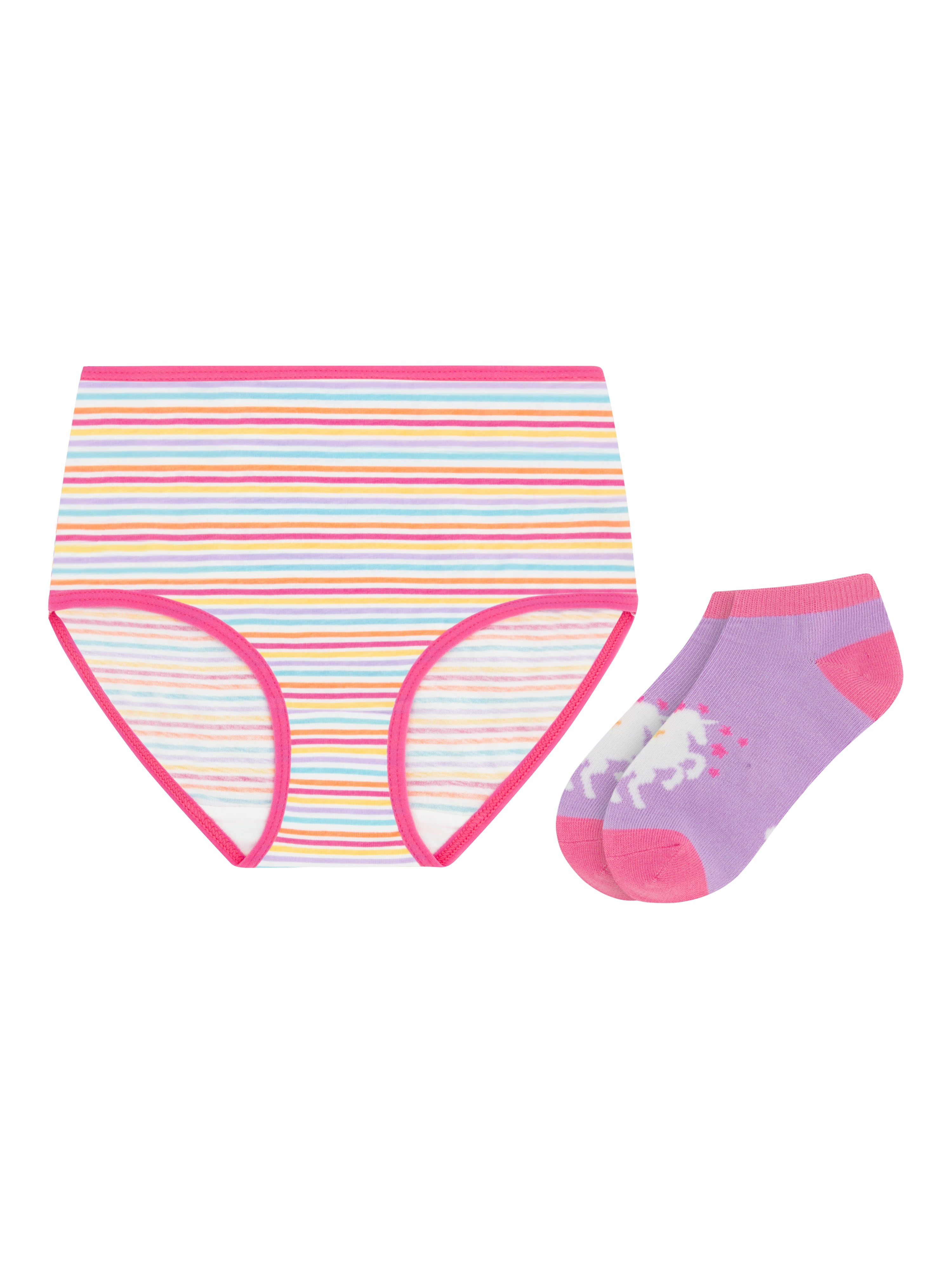 Wonder Nation Girls Cotton Underwear & Socks Bundle, 14-Pack, Sizes 4-16