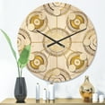 thumbnail image 2 of Designart 'Circular Golden Retro Pattern I ' Mid-Century Modern Wood Wall Clock, 2 of 5