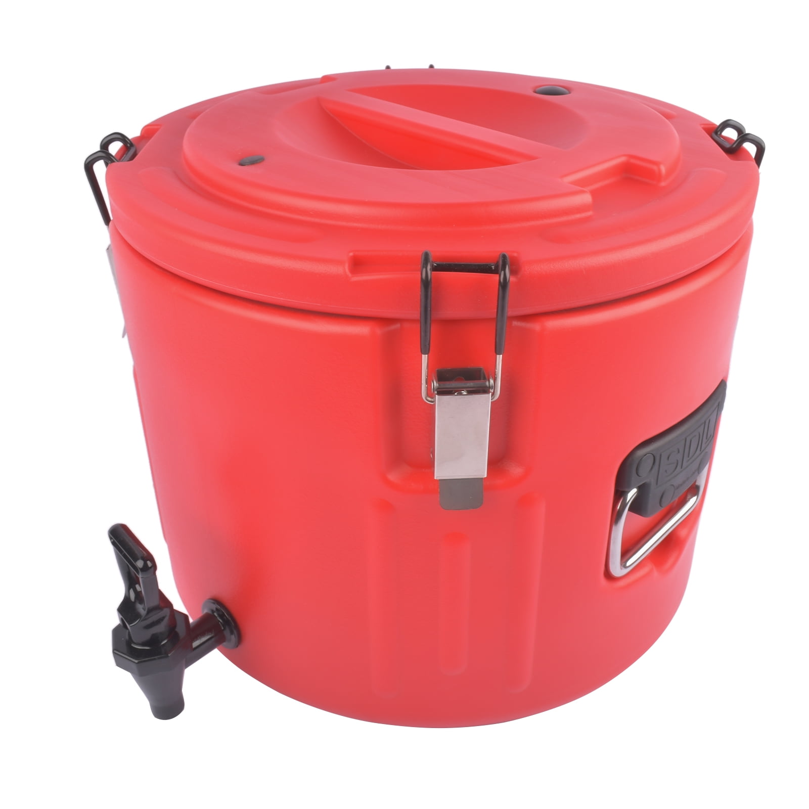 Insulated Beverage Cooler Ice and Hot Drink Dispenser with 304 Stainless Steel Interior and Spout, Portable Water Cooler with Handles, Outdoors Water Jug, Red (2.6/4/5 Gallon)