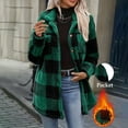 thumbnail image 2 of Liuinsasek Womens Casual Jacket Loose Turned-Down Collar Long Sleeve Fleece Checkered Button-Up Flannel Warm Coat for Daily Fall Winter Wear, 2 of 10