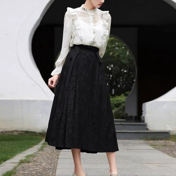 Ladies Fashion Solid Color National Style Horse Face Skirt Jacquard Skirt A Piece Of New Chinese Long Skirt Skirt