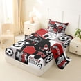 thumbnail image 2 of Castle Fairy Minimalist Soccer Collage Twin Sheets 3pcs, Sports Theme Bedding, Red Black White,1 Fitted Sheet, 1 Flat Sheet and 1 Pillowcase, 2 of 6