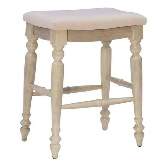 Linon Marino 25" Wood Backless Counter Stool in White Wash