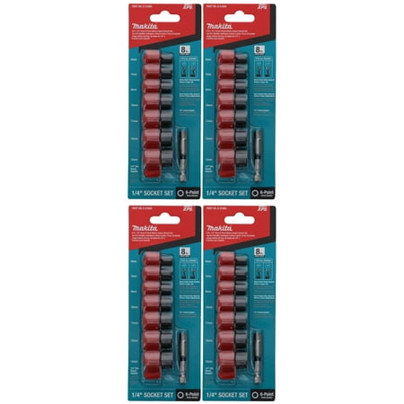 

Makita E-01694 8 pc 1/4 in Drive Metric XPS 6-Point Impact Socket Set With Standard Socket Adapter (4-Pack)