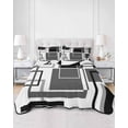thumbnail image 3 of Black Grey Geometric Twin Size Down Alternative Comforter, Lightweight Comforter Quilt Bedding Set with Pillow Shams Gray Abstract Striped Art All Seasons Bed Comforter Duvet Insert 68"x86", 3 of 7