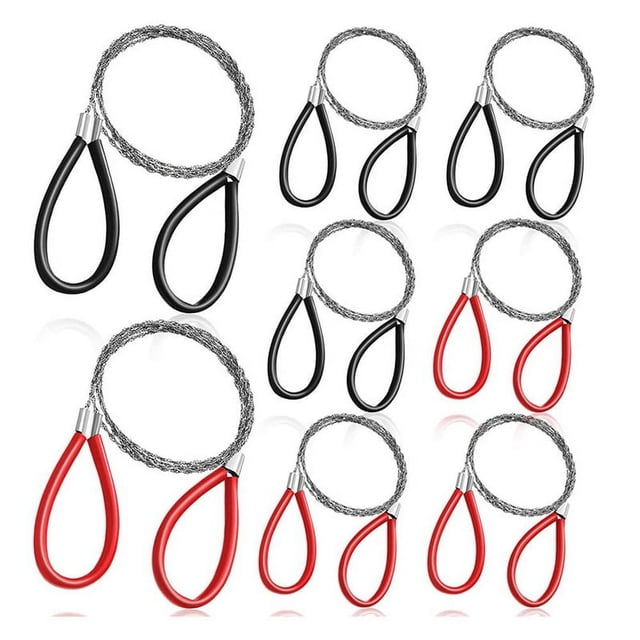 LEEYNEER 8Pcs PVC Pipe Cable Saw Stainless Steel Wire Saw PVC Pipe Cutter Hand Pocket String PVC Pipe Cutting Tool for Camping