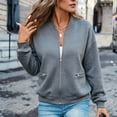 thumbnail image 2 of qelini Long Sleeve Jacket for Women Plus Size Zipper Lightweight Outerwear Coat with Pockets Solid Color Cloth for Fall Winter Wear, 2 of 6