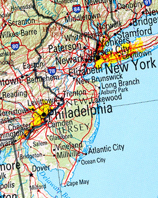 Laminated Map - Reference geography Map of New Jersey Poster 24 x 36 
