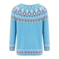 thumbnail image 6 of Women's 2026 Vintage Argyle Striped Knitted Sweaters Loose Long Sleeve Crewneck Pullover Casual Fall Winter Daily Tops Sky Blue XL, 6 of 6
