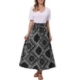 thumbnail image 2 of Summer Maxi Skirts for Women 2026 Paisley Print Elastic High Waist Boho Flowy Beach Skirt S Black, 2 of 6