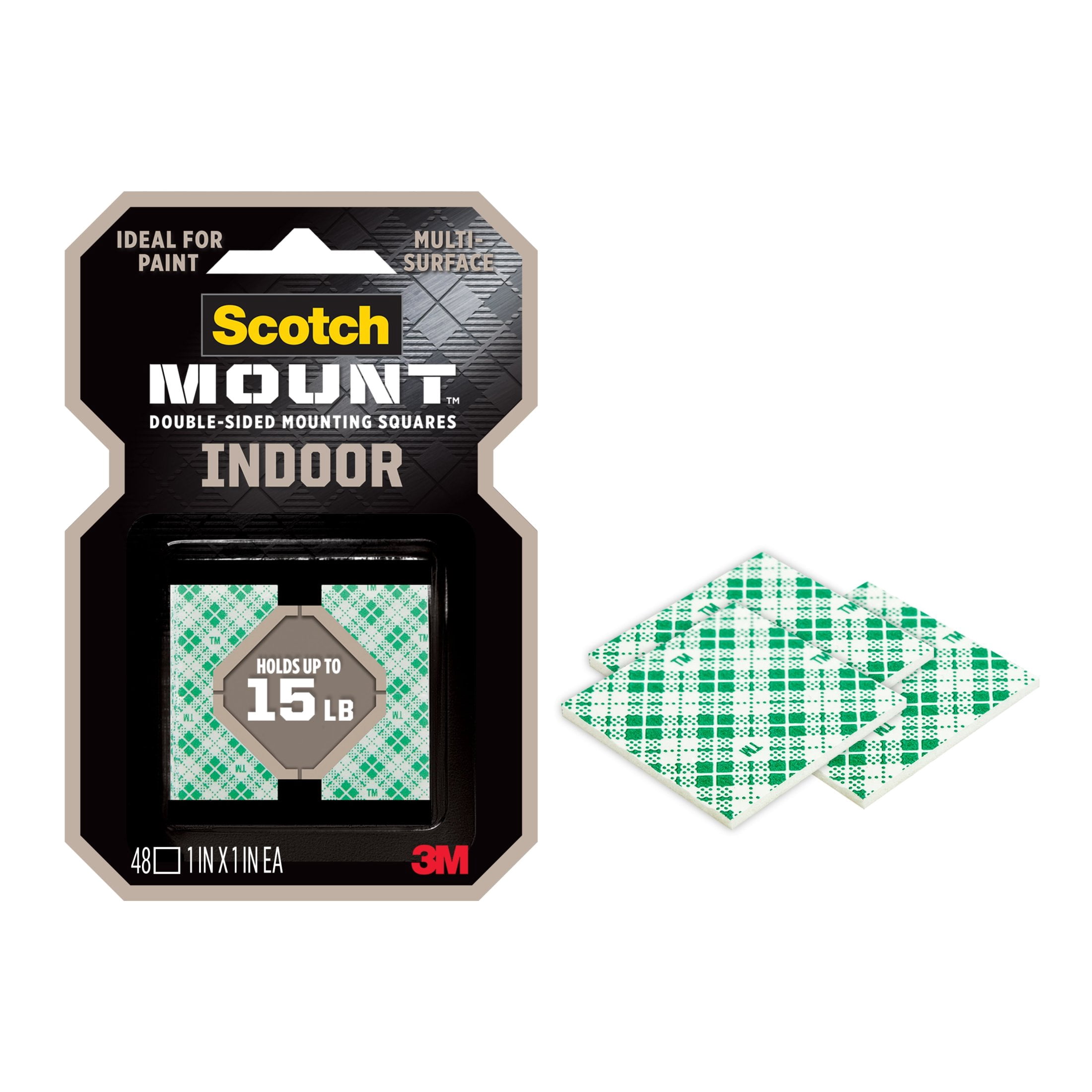 (10 pack) Scotch-Mount Indoor Double-Sided Mounting Squares, 48 1 inch Squares