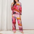 thumbnail image 2 of Gukieu Colorful Cartoon Biplane Print Women's Long Sleeve Pajama Set, Button Top Elastic Pocket Pajama Pants Two Piece Set Home Wear-X-Large, 2 of 7