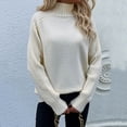 thumbnail image 2 of Vedolay Women Sweater Women's Crew Neck Long Sleeve Pullover Sweater Casual Loose Fall Tops,Beige S, 2 of 5