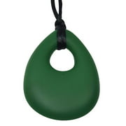 Oval Chewy Pendant With Breakaway Clasp Necklace- Forest Green Color