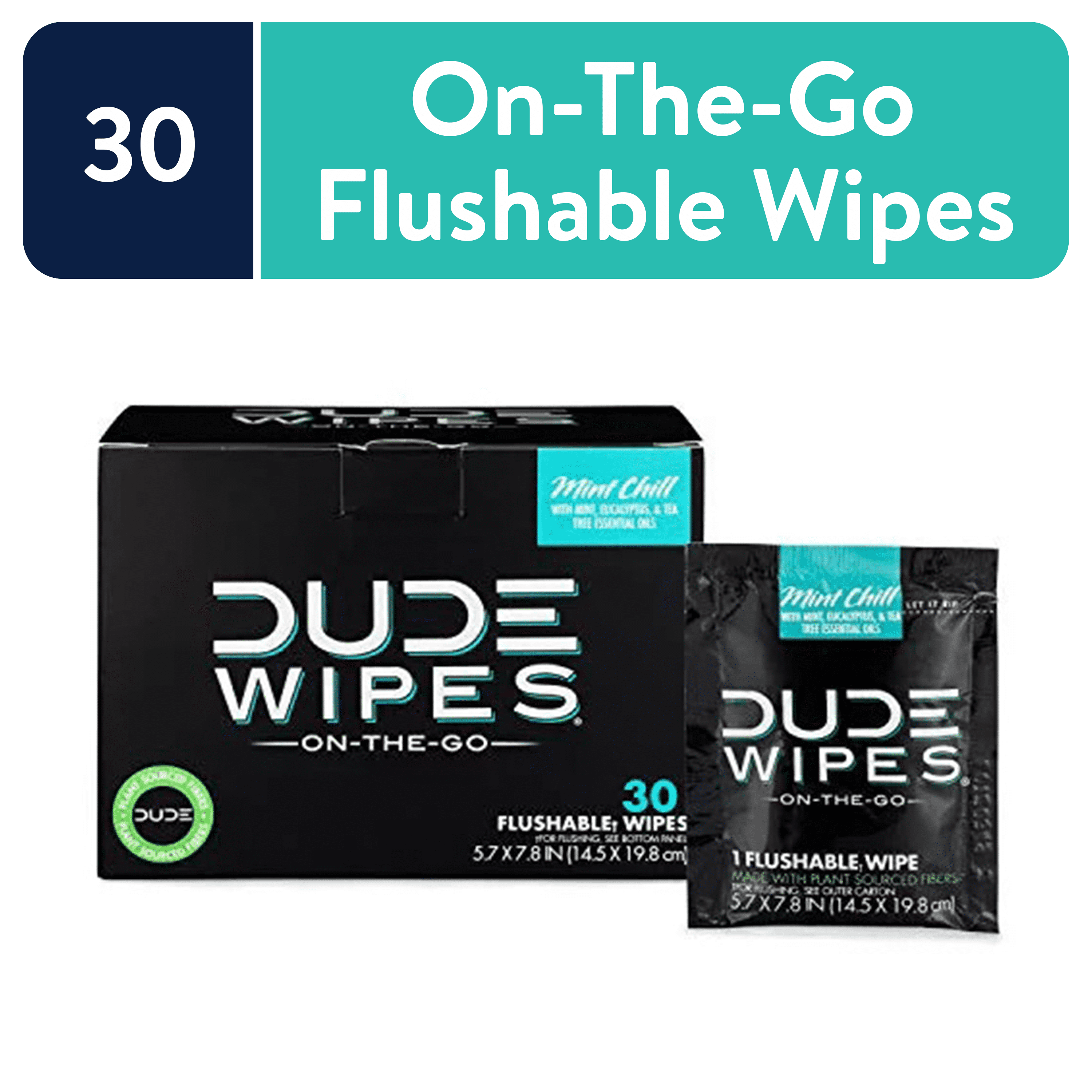 DUDE Wipes Flushable Wipes, Mint Chill XL OnTheGo Wet Wipes to Use
