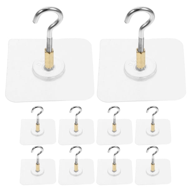 GOOHOCHY Ganchos adhesivos para techo, colgador de plantas sin taladro, ganchos adhesivos para cocina, jardín y baño, 12 Uds.