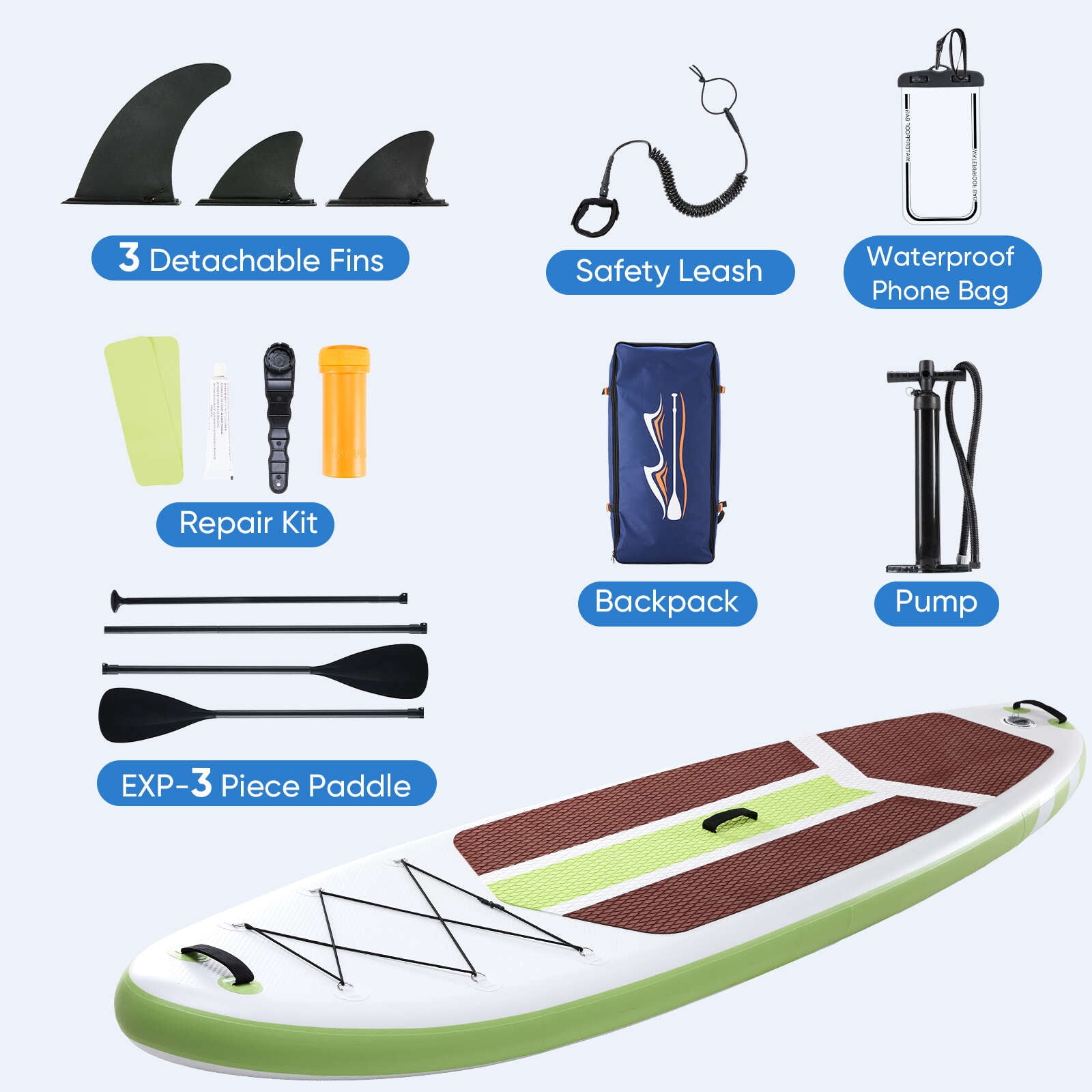 Gianna Inflatable Stand Up Paddle Board with Premium SUP Paddleboard Accessories,2-in-1 Paddle for Adults,Green