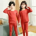 thumbnail image 5 of CYRBOKO Girls Thermal Sets, Soft Elastic Waist Cotton Long Sleeve Underwear Sets Red Size 5-6 T, 5 of 5