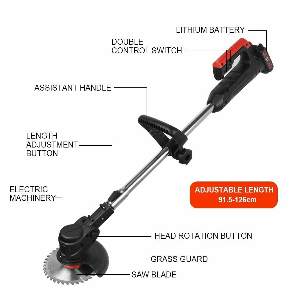 Cordless Weed Eater String Trimmer, Lightweight Push Lawn Mower ,24V Li-Ion Battery Powered for Garden and Yard