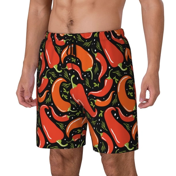 Fotbe Red Hot Chili Traje de Baño para Hombre – Shorts de Natación de Secado Rápido con Forro y Bolsillos-X-Large