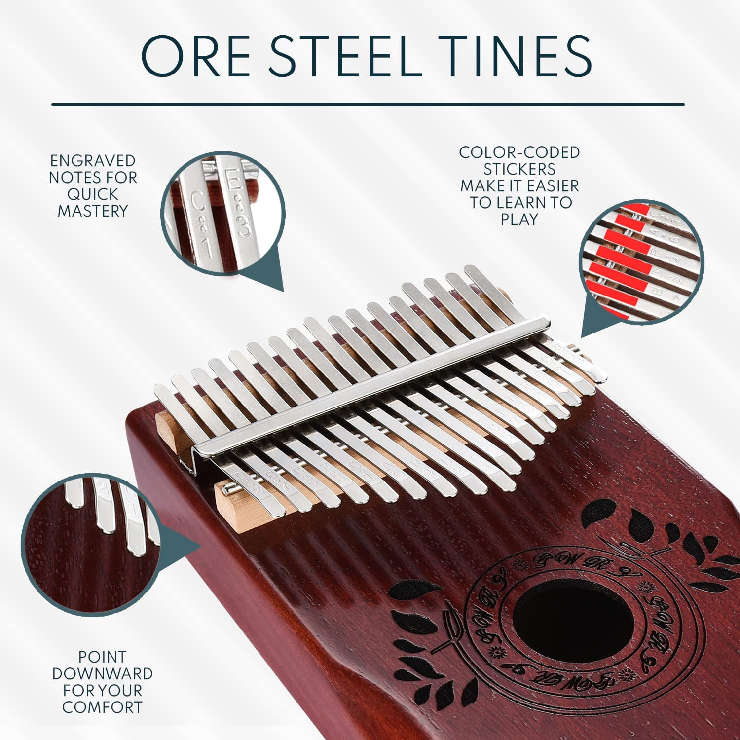 UNOKKI Mahogany Kalimba (Cherry, Glossy Finish) with Travel