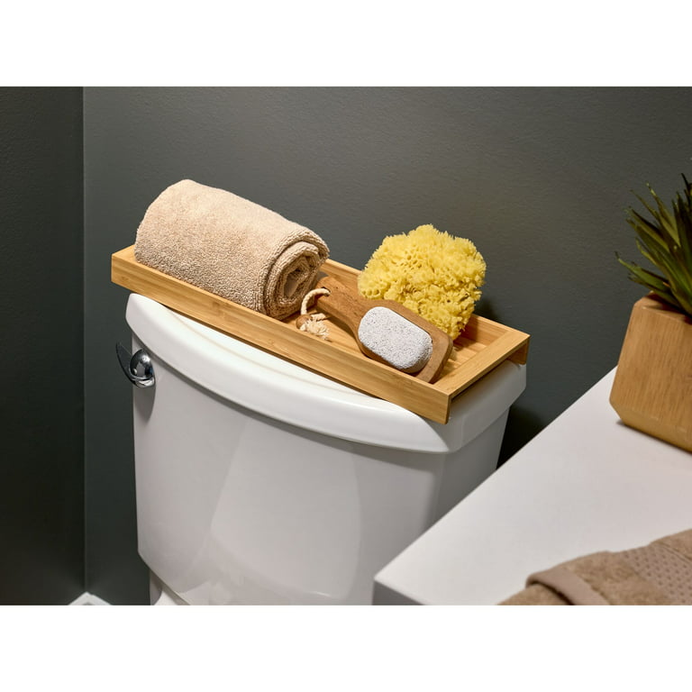 iDesign Formbu Wood Toilet Tank Top Storage Tray Wooden Organizer, Bamboo