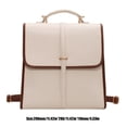 thumbnail image 2 of HUISZJ PU Leather Backpack, Vintage College Rucksack Bag, Large Capacity Trendy Backpack for Work Travel Outdoor (White), 2 of 7