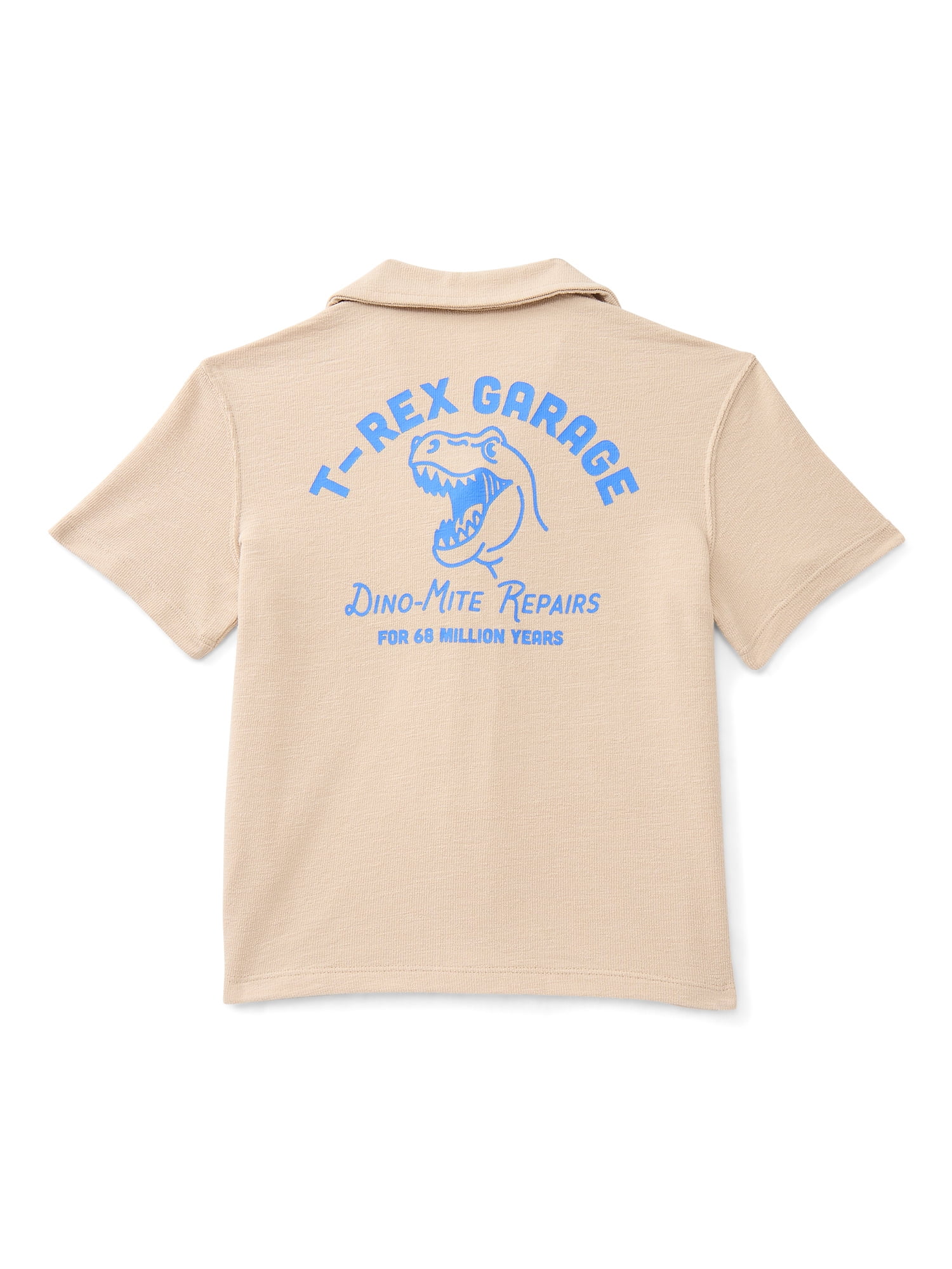 Wonder Nation Little Boys Knit Button Down Shirt with Short Sleeves, Sizes 4-10