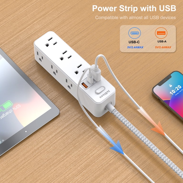 JcBlaon 12-in-1 Power Strip with USB-C, 5 Ft photo 2