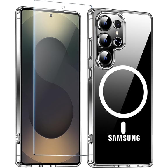Entronix 2-in-1 Magnetic Clear Case Compatible with Galaxy S25 Ultra with Screen Protector