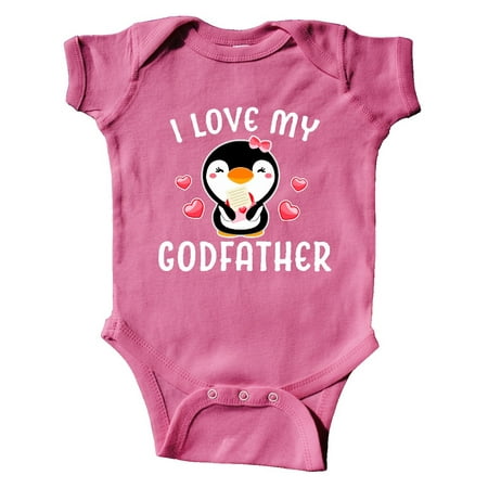 

Inktastic I Love My Godfather with Cute Penguin and Hearts Gift Baby Girl Bodysuit