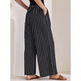 thumbnail image 4 of DARING DIVA Women's Stripe Casual Drawstring Wide Leg High Waist Pants M Black, 4 of 6