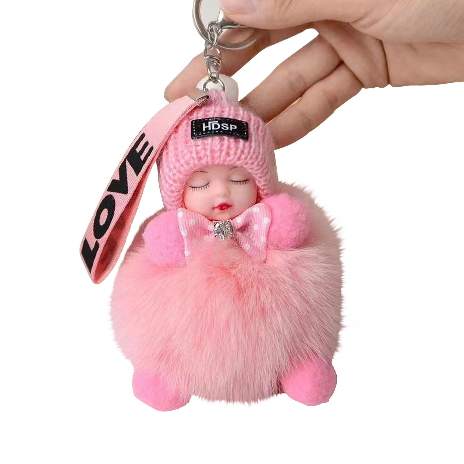 MINIKOKO Cute Car Pendant Sleeping Doll Cartoon Plush Keychain