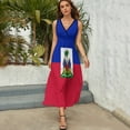 thumbnail image 3 of Haiti Flag Dress Summer Street Style Bohemia Long Dresses Female Sleeveless Printed Maxi Dress, 3 of 9