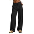 thumbnail image 2 of ClodeEU Women's Drawstring Wide Leg Sweatpants,Soft Casual Lounge Pants with Pockets ,Women's Plus L, 2 of 8