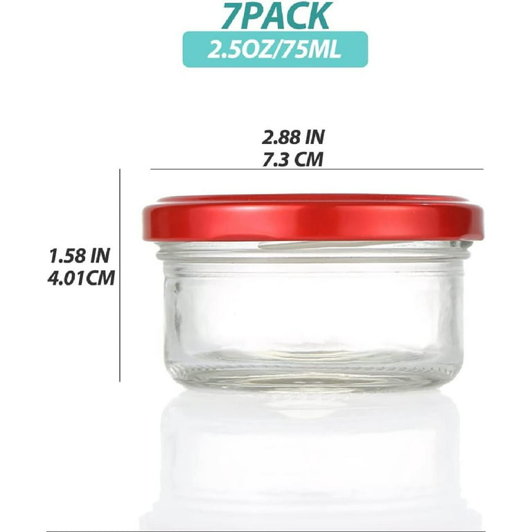 2.5 oz Small Glass Condiment Containers with Lids - Salad Dressing Container  to Go - Dipping Sauce Cups Set - Leak proof Reusable Sauce Containers for  Lunch Box Picnic Travel - 7pack (Red) 