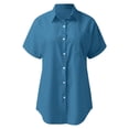 thumbnail image 4 of vigerkar Womens Short Sleeve Button Down Shirts Stretch Oxford Shirts Cotton Dress Shirt Collared Blouse Formal Work Tunic Tops Blue, XL, 4 of 4