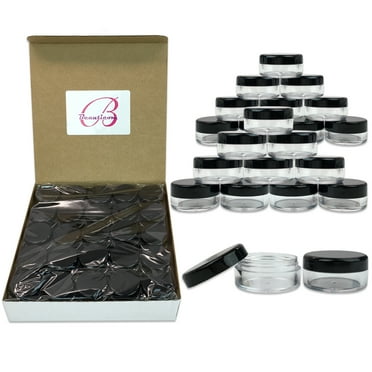 5G/5ML Plastic Clear Cosmetic Sample Jars with Black Lids