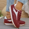 thumbnail image 4 of Rokment Womens Vintage Platform Skate Fashion Sneakers Walking Running Shoes Retro Color Block Suede Casual Memory Foam Non Slip Skateboarding Tennis Shoes Red Size 6, 4 of 6