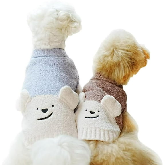 Dog Sweaters for Small Dogs, Dog Pullover Fleece Sweater for Small Mdium Dog, Stretchy Thick Dog Sweater for Small Dog, Dog Outfit for Girl Boy, Comfy Warm Dog Clothes for Cold Weather Brown XL