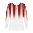thumbnail image 5 of NuoCaiYun Womens Fashion Stripe Printed Pullover Winter V-Neck Open Button Long Sleeve Tops Polyester Spandex, 5 of 6