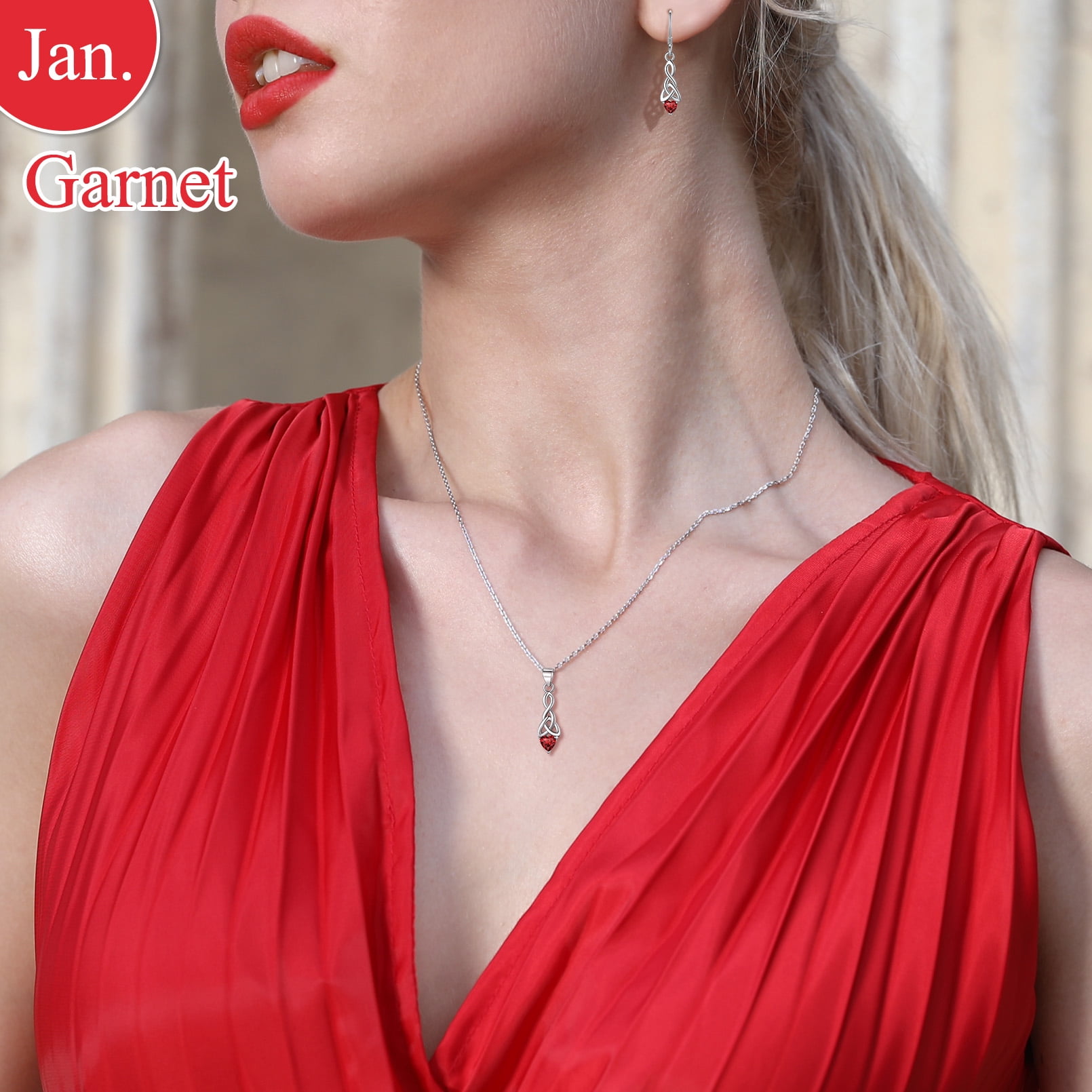 FaithHeart January Birthstone Heart Necklace for Women Celtic Knot Pendant Necklace 925 Sterling Silver Girlfriend Christmas Birthday Jewelry Gift