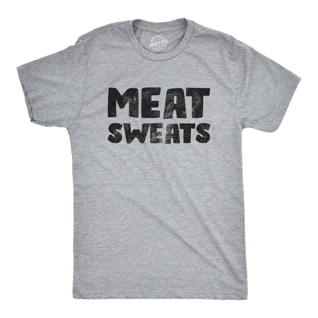 Mens Meat Sweats T Shirt Funny Sweaty Protein Lovers Joke Tee For Guys (Light Heather Grey - MEATSWEATS) - M