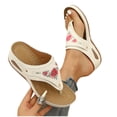 thumbnail image 4 of Flat Shoes For Women Wide Fit,Slip On Wide Fitting Non-slip Walking Slippers,Casual Open Toe Arch Support Beach Slides White 9, 4 of 4